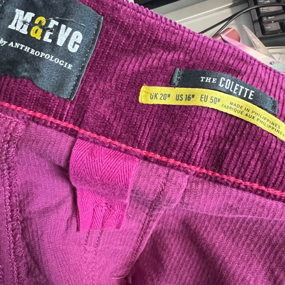 Maeve Anthropologie The Colette Corduroy Wide Leg Purple Size 16 - Picture 10 of 14